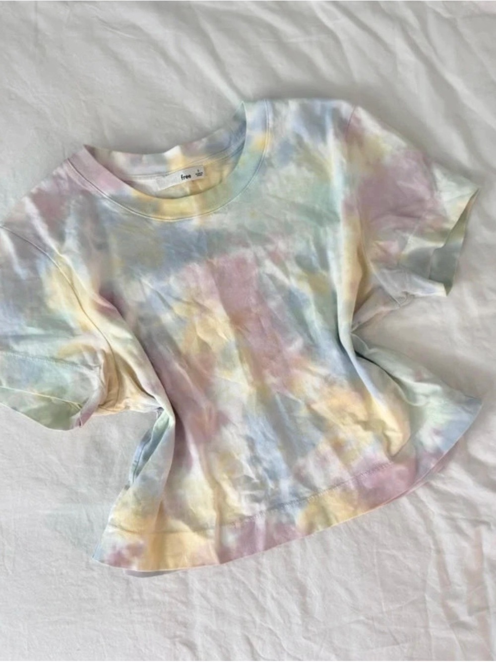 Wilfred Free Aritzia Women’s Small Pastel Tie Dye Cropped T-Shirt Short Sleeve S
